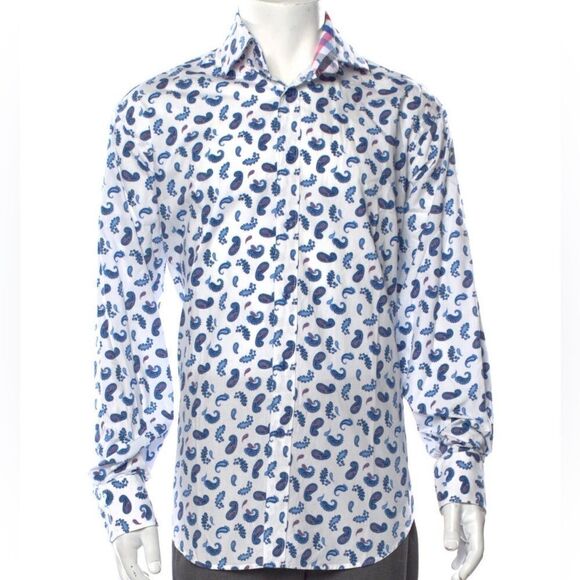 NEIMAN MARCUS All Over Paisley Print Button Down Shirt - Picture 1 of 11